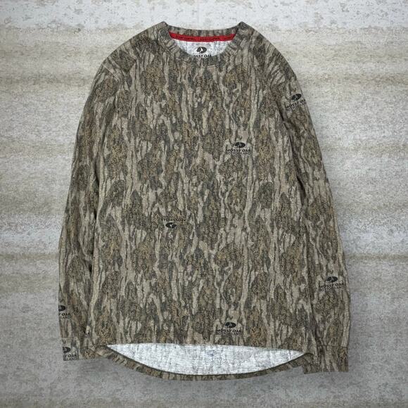 Vintage Mossy Oak Hunting Camo Shirt Cotton Long Sleeve Tree Bark 90s - Picture 1 of 3